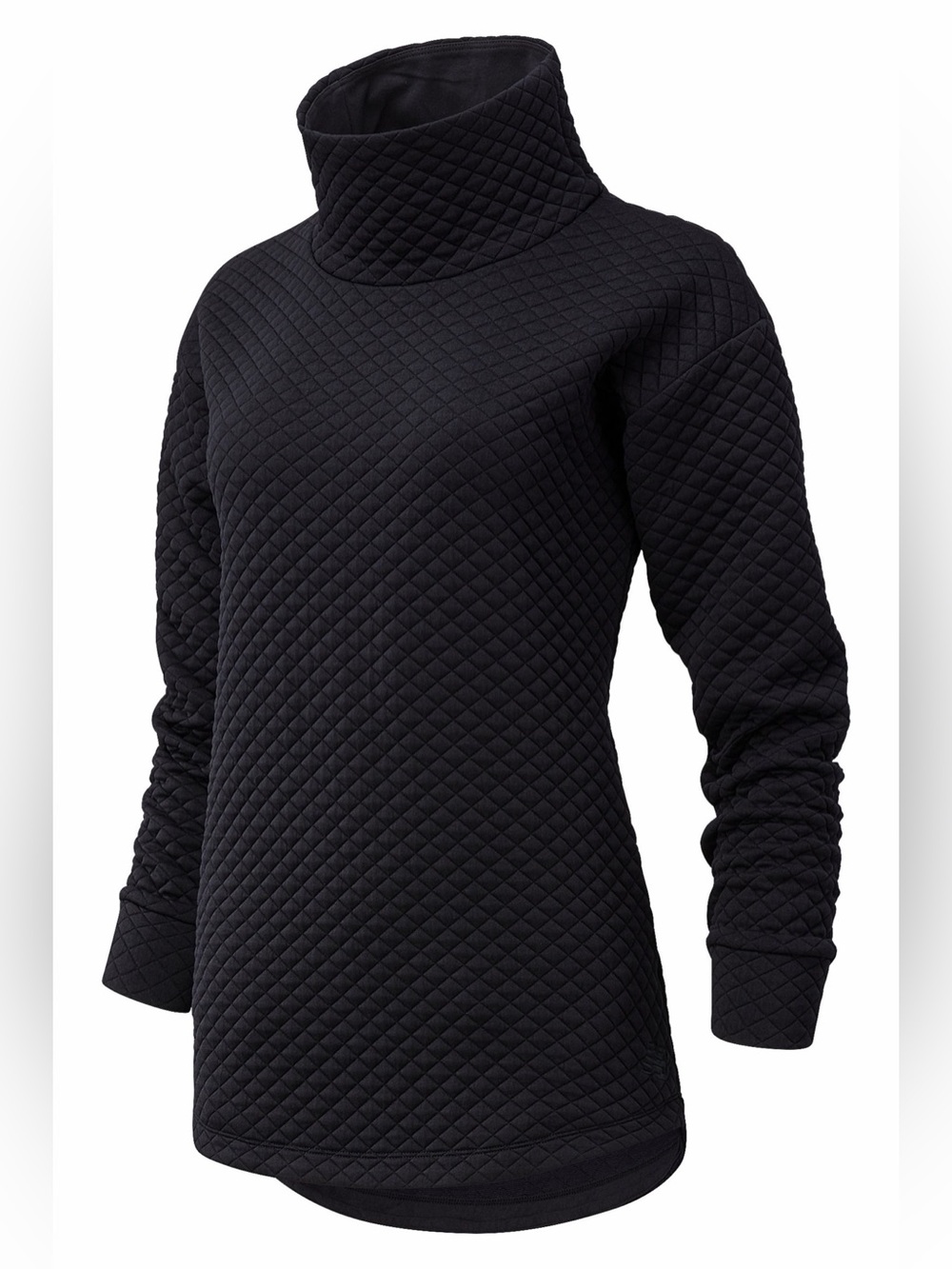 New Balance NB Heat Loft Quilted Tunic Top Black Funnel Neck Pullover Size Large